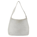 BOTTEGA VENETA INTRECCIATO Shoulder Bag Leather White Silver Auth bs30958-3