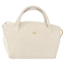 BALLY Hand Bag Leather White Gold Auth bs30959-1