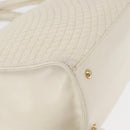 BALLY Hand Bag Leather White Gold Auth bs30959-9