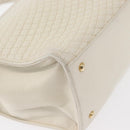 BALLY Hand Bag Leather White Gold Auth bs30959-15