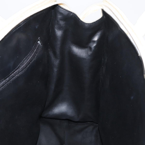 BALLY Hand Bag Leather White Gold Auth bs30959