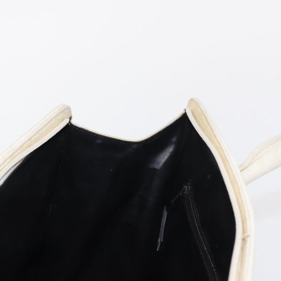 BALLY Hand Bag Leather White Gold Auth bs30959