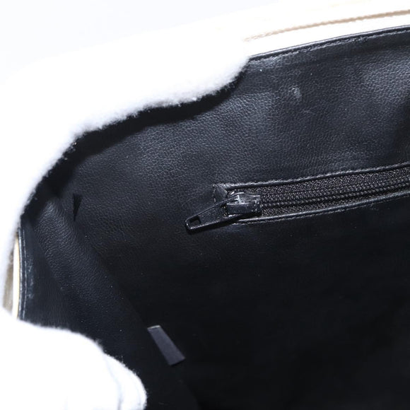 BALLY Hand Bag Leather White Gold Auth bs30959