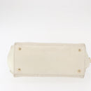 BALLY Hand Bag Leather White Gold Auth bs30959-5