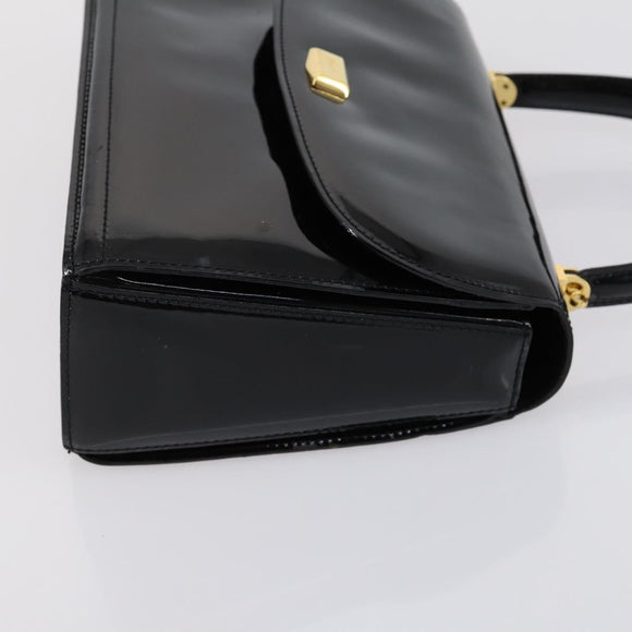 BALLY Hand Bag Leather Enamel 2 Set Beige Black Auth bs30960