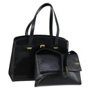 BALLY Hand Bag Leather 2 Set Black Auth bs30961-1
