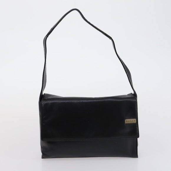 BALLY Hand Bag Leather 2 Set Black Auth bs30961