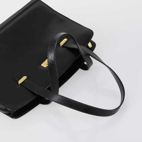 BALLY Hand Bag Leather 2 Set Black Auth bs30961