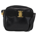 Salvatore Ferragamo Vala Shoulder Bag Leather Black Gold Auth bs30964-1
