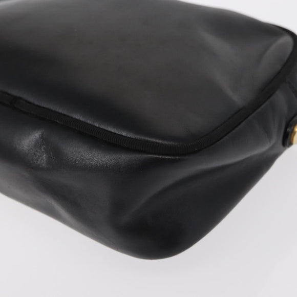 Salvatore Ferragamo Vala Shoulder Bag Leather Black Gold Auth bs30964