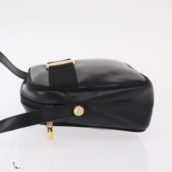 Salvatore Ferragamo Vala Shoulder Bag Leather Black Gold Auth bs30964