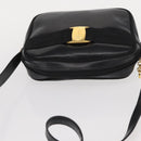 Salvatore Ferragamo Vala Shoulder Bag Leather Black Gold Auth bs30964-6