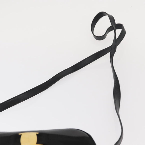 Salvatore Ferragamo Vala Shoulder Bag Leather Black Gold Auth bs30964