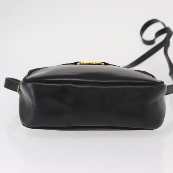 Salvatore Ferragamo Vala Shoulder Bag Leather Black Gold Auth bs30964