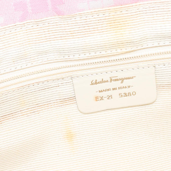 Salvatore Ferragamo Gancini Shoulder Bag Canvas Pink Gold Auth bs30965