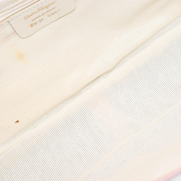 Salvatore Ferragamo Gancini Shoulder Bag Canvas Pink Gold Auth bs30965