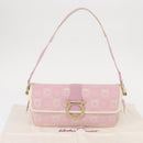 Salvatore Ferragamo Gancini Shoulder Bag Canvas Pink Gold Auth bs30965-23