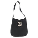 Salvatore Ferragamo Gancini Shoulder Bag Leather Black Silver Auth bs30966-1