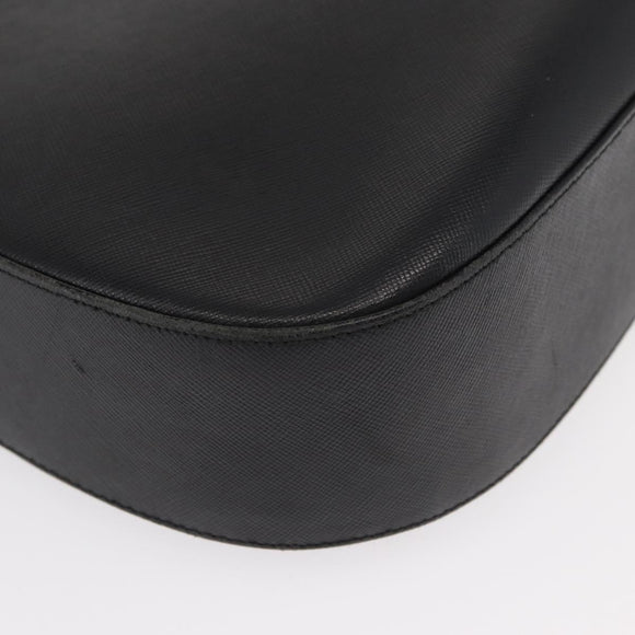 Salvatore Ferragamo Gancini Shoulder Bag Leather Black Silver Auth bs30966