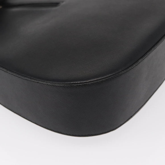 Salvatore Ferragamo Gancini Shoulder Bag Leather Black Silver Auth bs30966