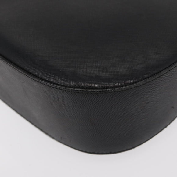 Salvatore Ferragamo Gancini Shoulder Bag Leather Black Silver Auth bs30966