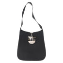 Salvatore Ferragamo Gancini Shoulder Bag Leather Black Silver Auth bs30966-13