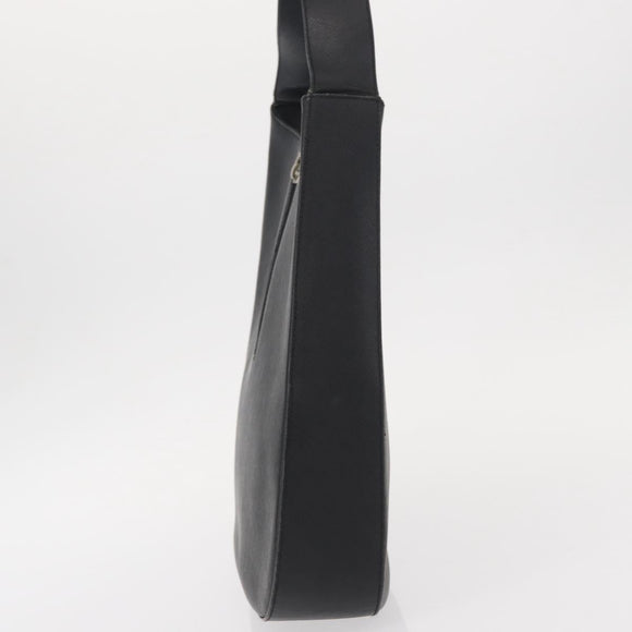 Salvatore Ferragamo Gancini Shoulder Bag Leather Black Silver Auth bs30966