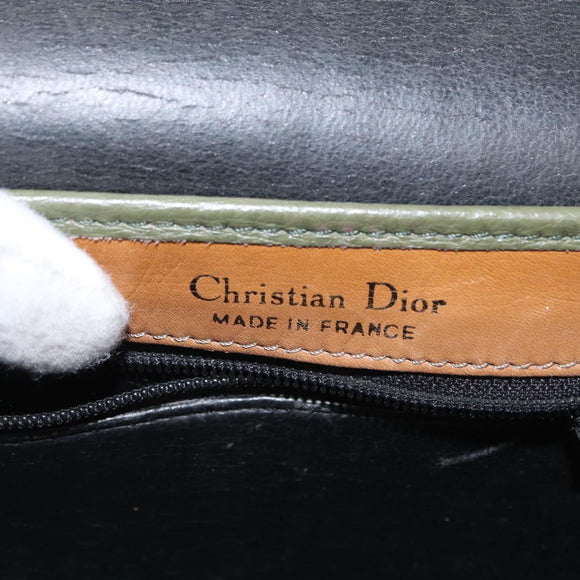 Christian Dior Shoulder Bag Leather Green gold Auth bs30968