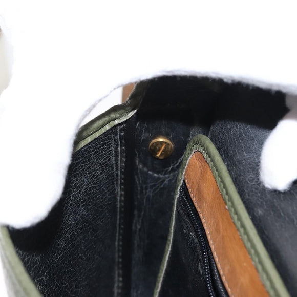 Christian Dior Shoulder Bag Leather Green gold Auth bs30968