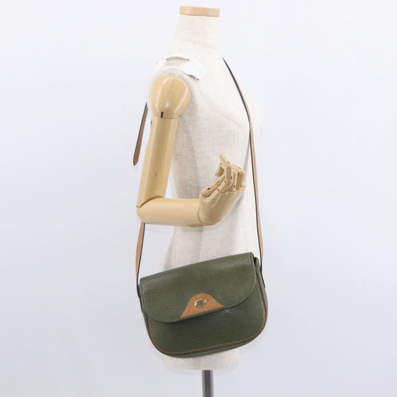 Christian Dior Shoulder Bag Leather Green gold Auth bs30968