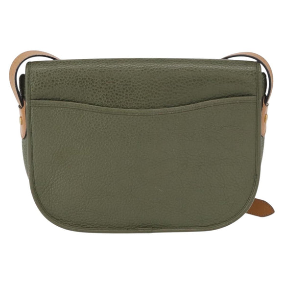 Christian Dior Shoulder Bag Leather Green gold Auth bs30968