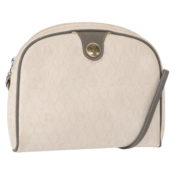 Christian Dior Honeycomb Canvas Shoulder Bag PVC White gold Auth bs30970