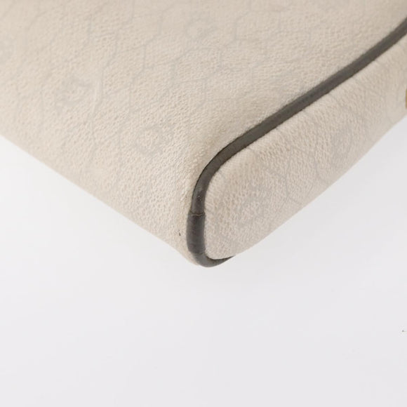 Christian Dior Honeycomb Canvas Shoulder Bag PVC White gold Auth bs30970