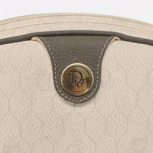 Christian Dior Honeycomb Canvas Shoulder Bag PVC White gold Auth bs30970