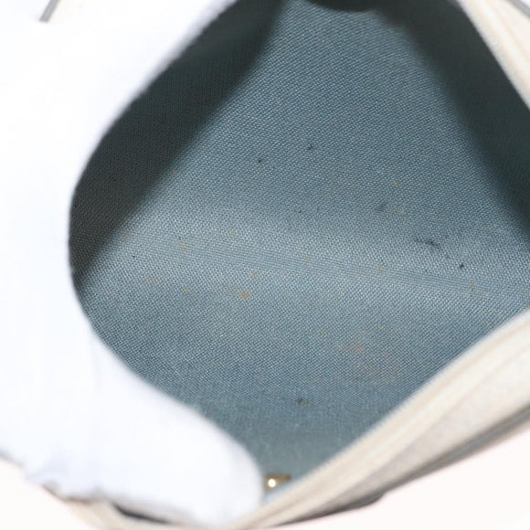 Christian Dior Honeycomb Canvas Shoulder Bag PVC White gold Auth bs30970