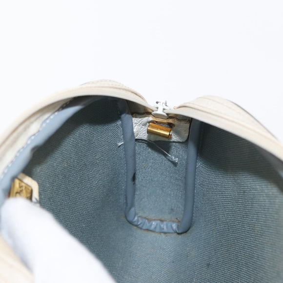 Christian Dior Honeycomb Canvas Shoulder Bag PVC White gold Auth bs30970