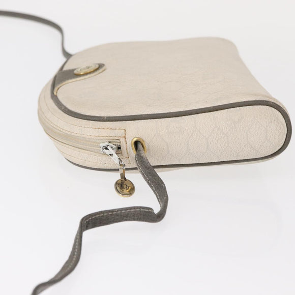 Christian Dior Honeycomb Canvas Shoulder Bag PVC White gold Auth bs30970