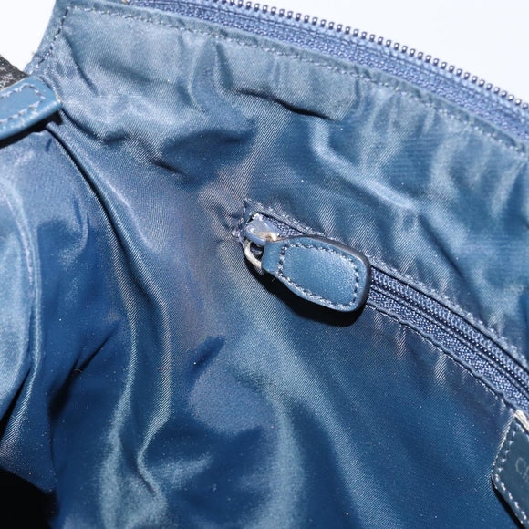 Christian Dior Trotter Canvas Shoulder Bag Navy Silver Auth bs30973