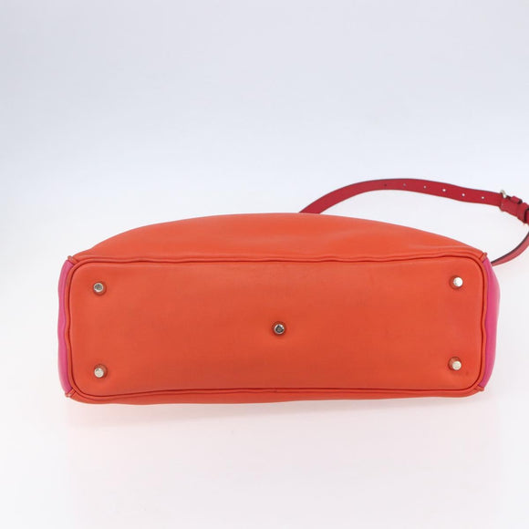 Christian Dior Diorissimo Hand Bag Leather 2way Orange Gold Auth bs30974