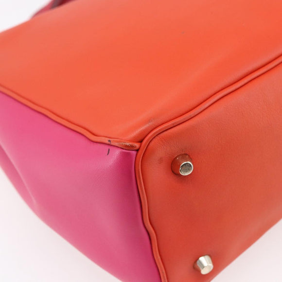 Christian Dior Diorissimo Hand Bag Leather 2way Orange Gold Auth bs30974
