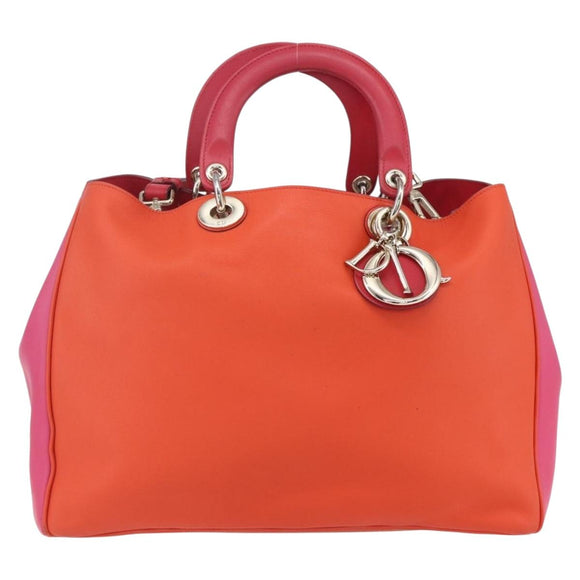 Christian Dior Diorissimo Hand Bag Leather 2way Orange Gold Auth bs30974