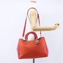 Christian Dior Diorissimo Hand Bag Leather 2way Orange Gold Auth bs30974-26