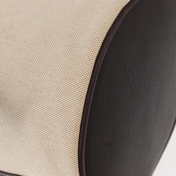 HERMES Sac Marine Recife MM Shoulder Bag Canvas Leather Beige Auth bs30975