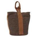 HERMES Sakso PM Hand Bag Canvas Brown Auth bs30976-1