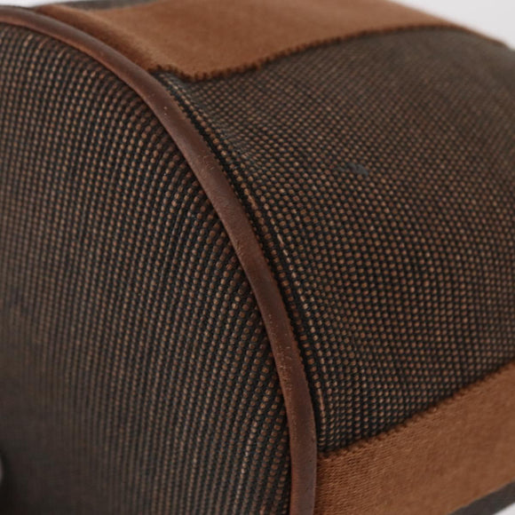 HERMES Sakso PM Hand Bag Canvas Brown Auth bs30976