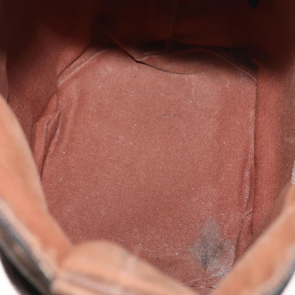 HERMES Sakso PM Hand Bag Canvas Brown Auth bs30976