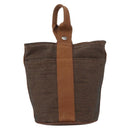 HERMES Sakso PM Hand Bag Canvas Brown Auth bs30976-13