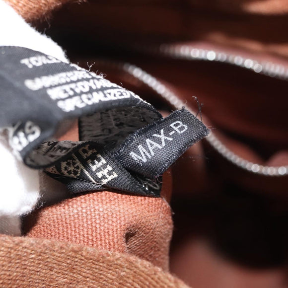 HERMES Sakso PM Hand Bag Canvas Brown Auth bs30976