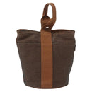HERMES Sakso PM Hand Bag Canvas Brown Auth bs30976-2