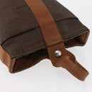 HERMES Sakso PM Hand Bag Canvas Brown Auth bs30976-6